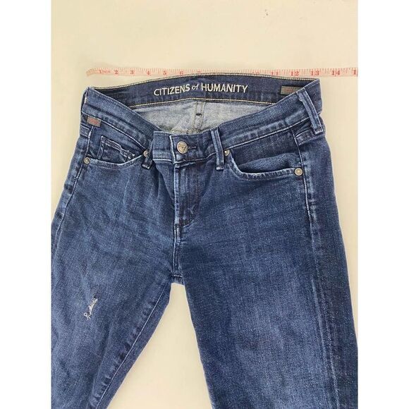 Citizens of Humanity Phantom Cropped Skinny Leg Distressed Jeans Blue - Size 28 - Picture 5 of 11